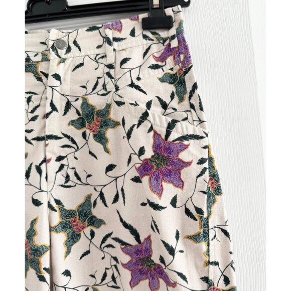 Isabel Marant "Gubaia" floral-print cropped tapered cotton trousers, size 36 - Picture 8 of 13